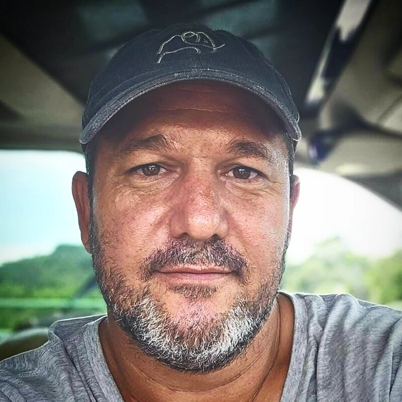Johan Evert, wildlife photographer, in a game vehicle near the Kruger National Park